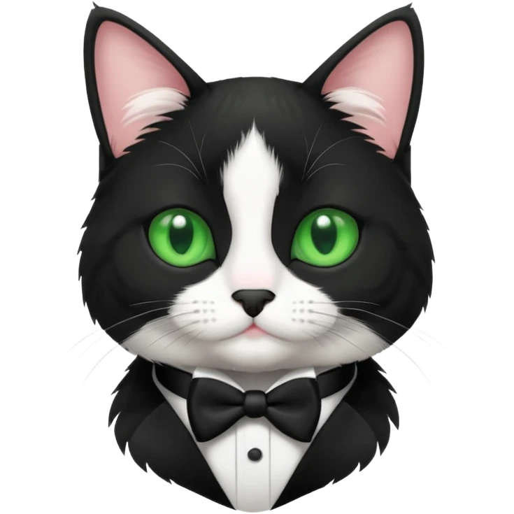 Cute tuxedo cat, with green eyes  emoji