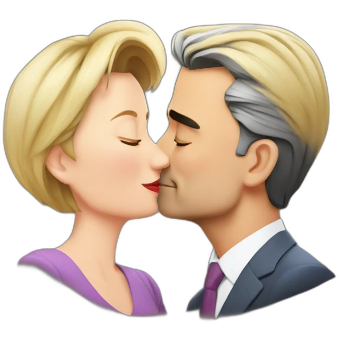 pedro sanchez and von der leyen kissing emoji