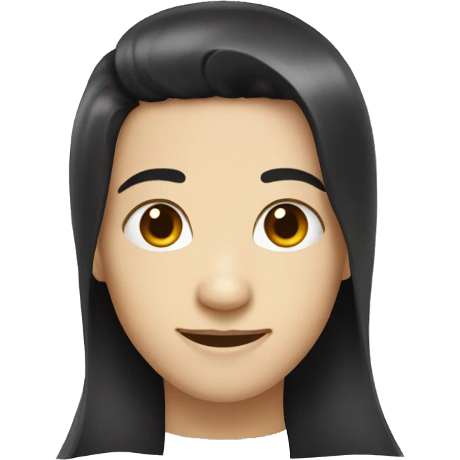 Black hair, white skin , small nose, small eyes, smiling, portrait emoji