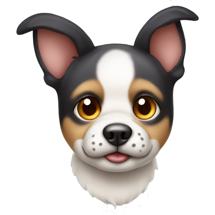 Perro con oreja rebotica  y boca adorable y ojos palito emoji