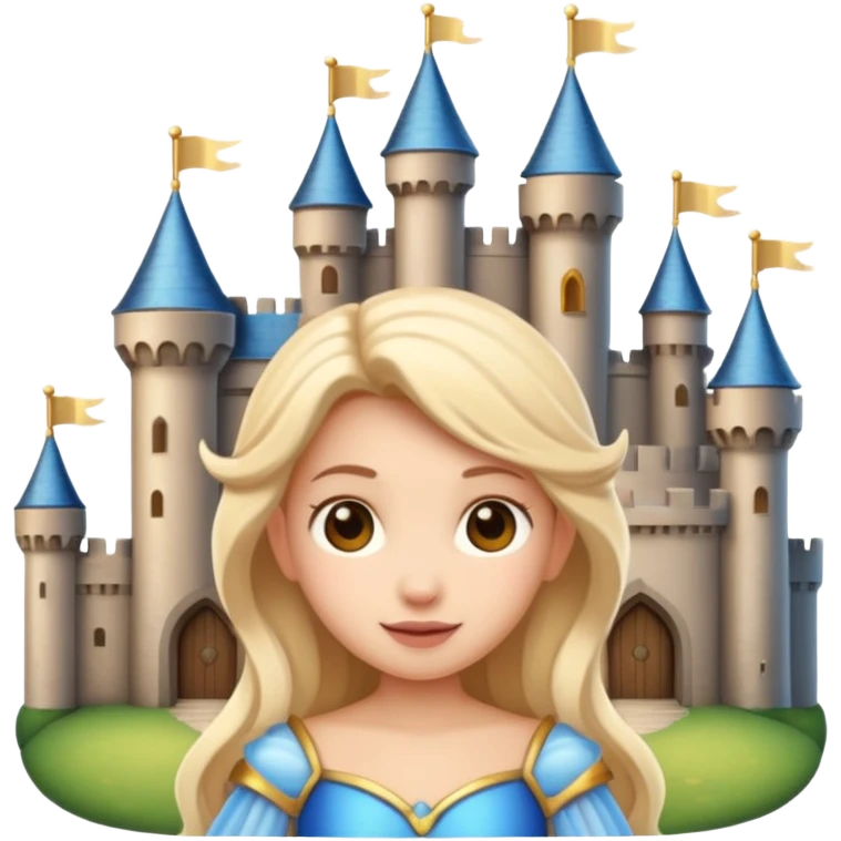 create a fairy emoji with a castle behind emoji