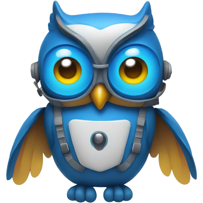 Blue owl with jetpack emoji