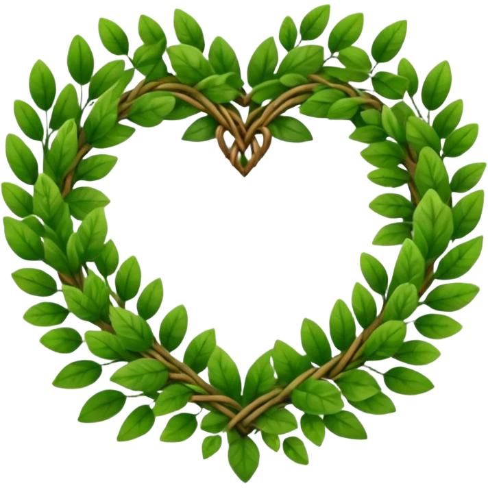 nature wreath heart, boho beautiful  green emoji