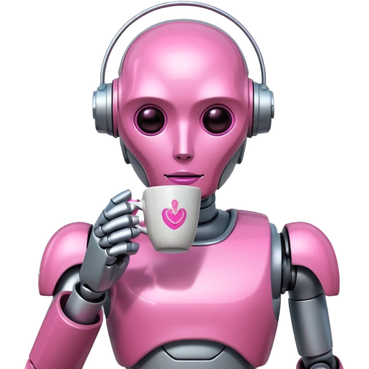 robot drink pink coffee emoji