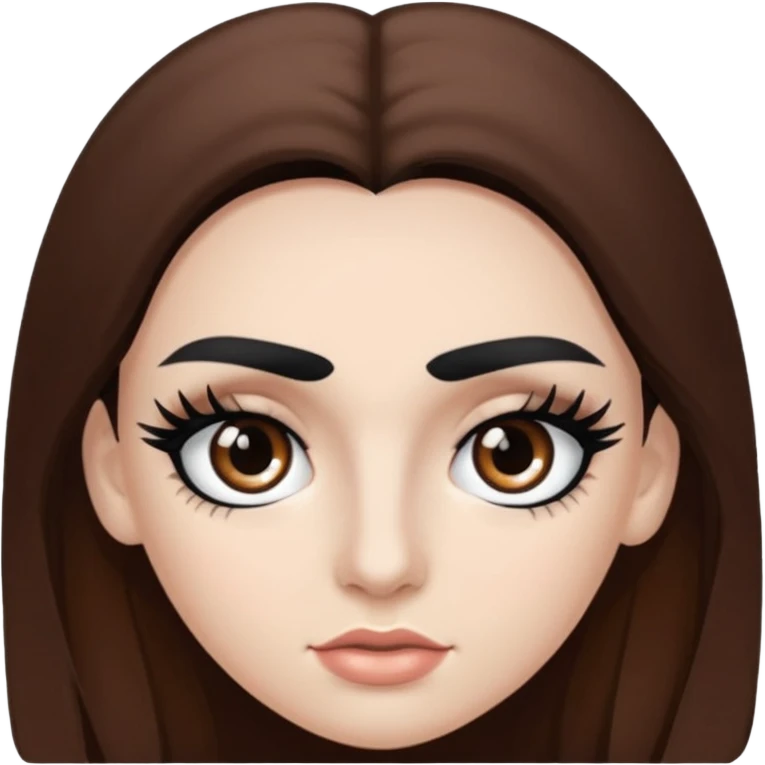 Eye black and big, eyelashes long, eyebrows black, skin white, and so beautiful hair long and brown skin tone white,hair brown and long and some brown emoji