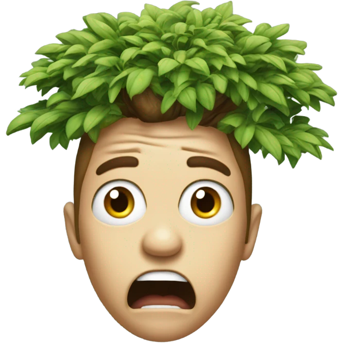realistic face of someone whose mind is blown with full tree growing out top emoji
