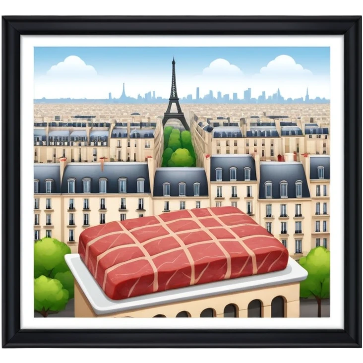  paris art gallery SPAM meat city landscape  emoji