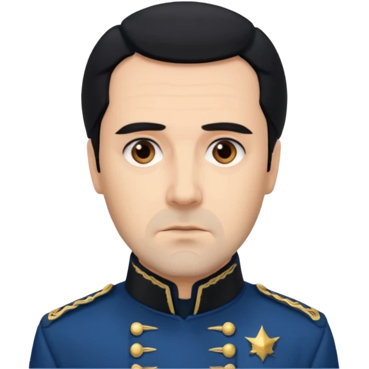 Javert From Les Miserables with light skin, brown eyes, Black Hair, blue outfit emoji