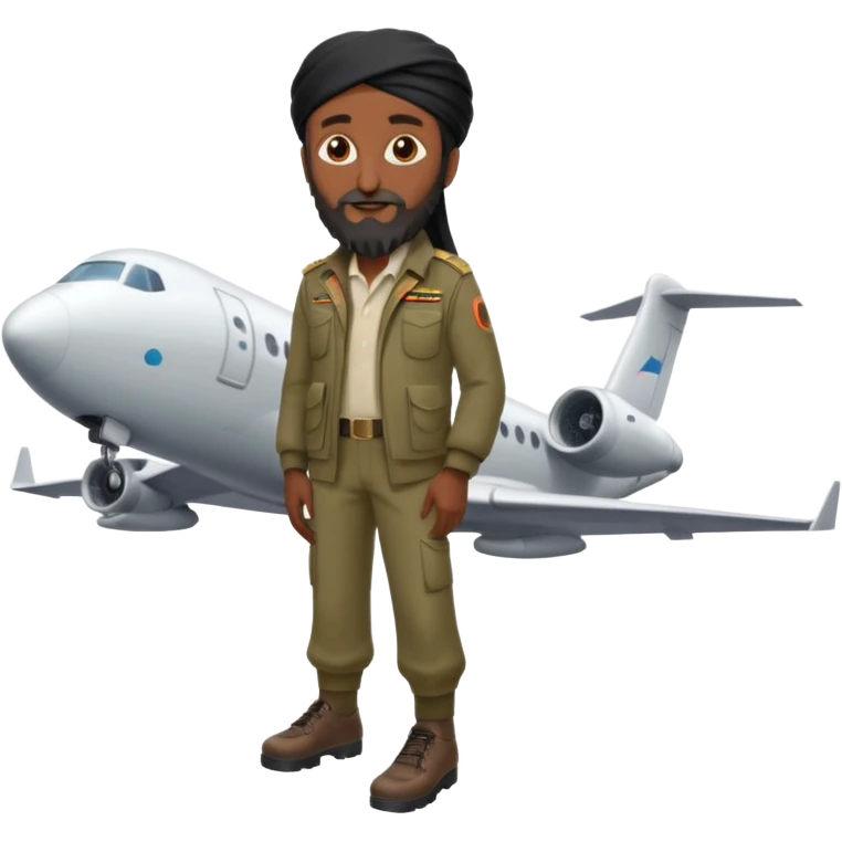 Osama bin Ladin standing on top of a plane with legs emoji