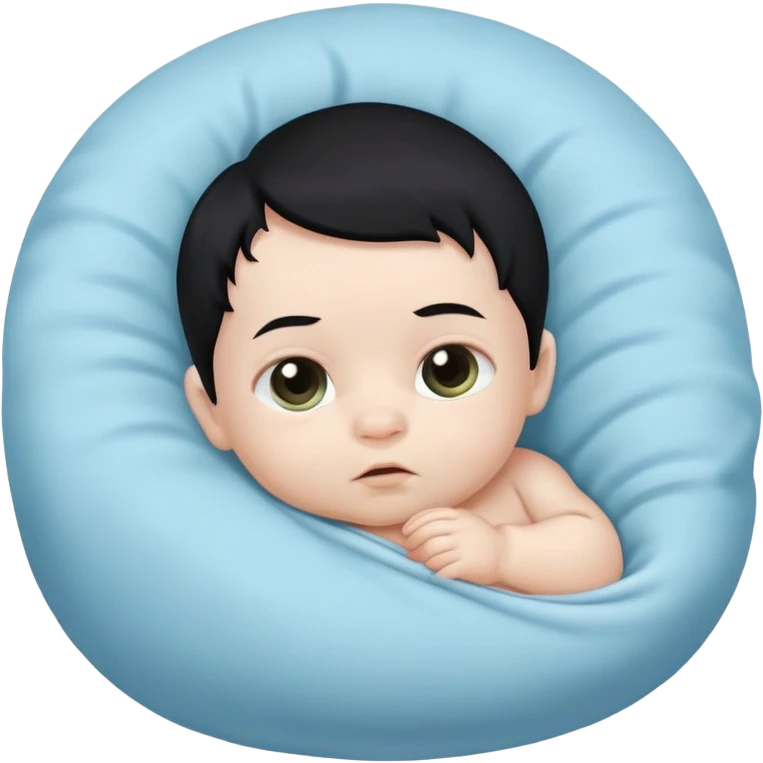 New born baby boy with black hair and white skin emoji