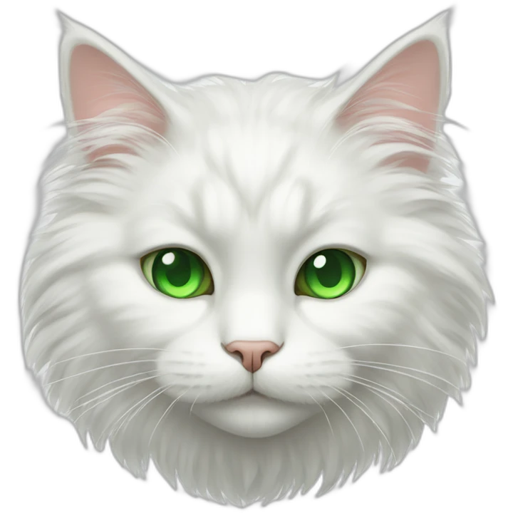 Fluffy White cat with green eyes laying on the floor emoji