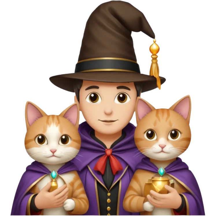 magician couple and their pet cat emoji