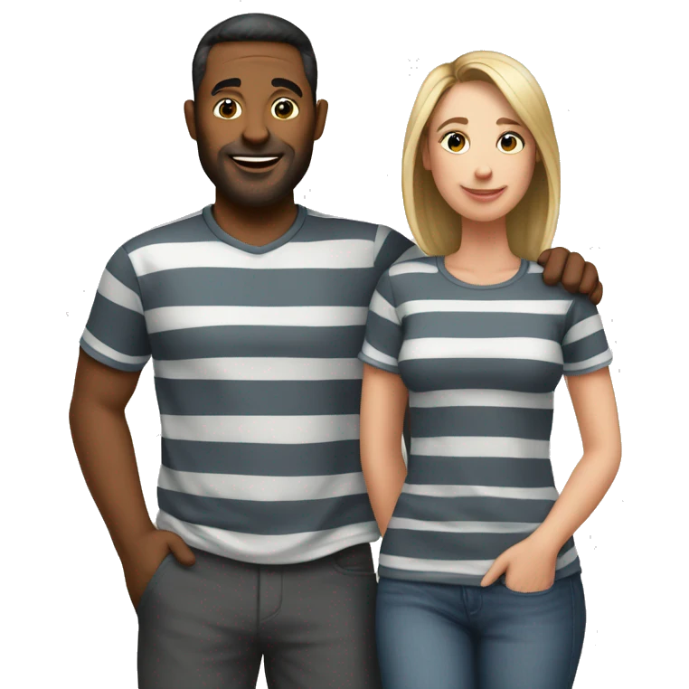 Hubby and wife in striped shirts emoji