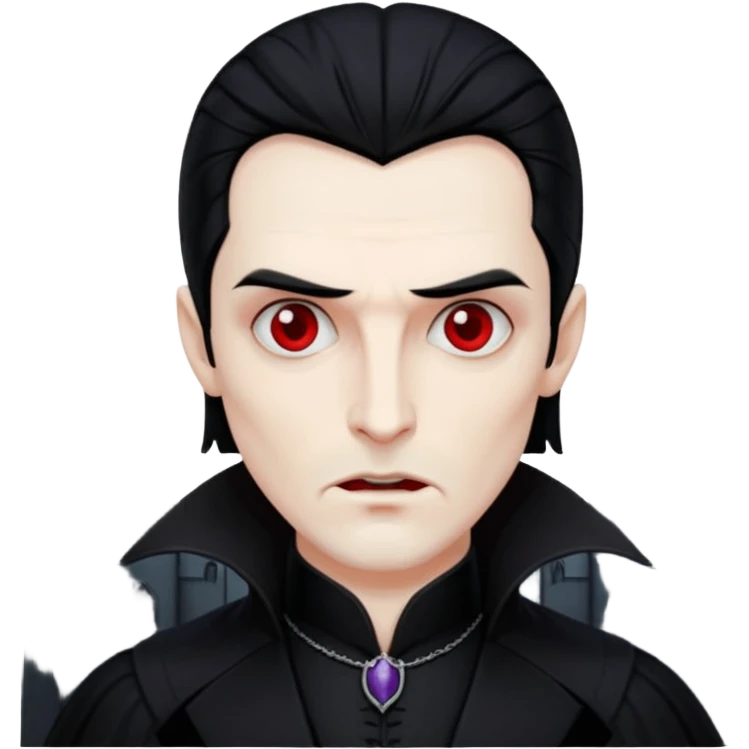 Dracula with black hair, black outfit emoji