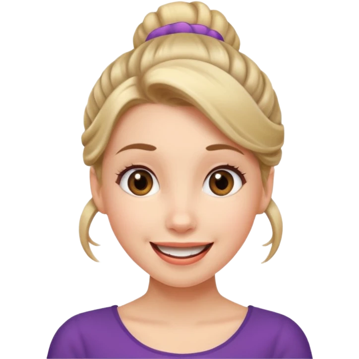 Excited girl with fair up-do can’t wait for something to happen emoji