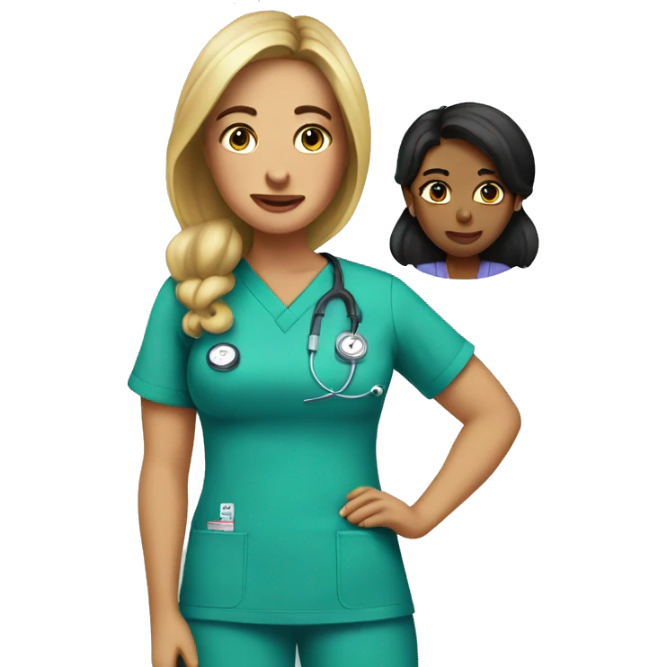 Laura in scrubs checking blood pressure  white skin emoji