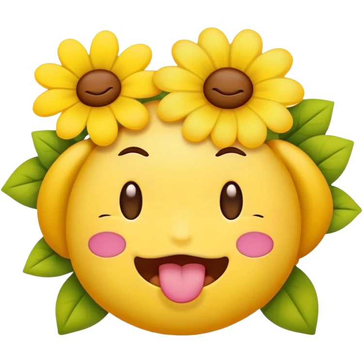 Face emoji with wink and tongue out aesthetic cute flowery design emoji
