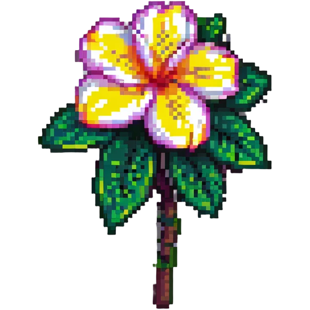 plumeria flower, simple, colorful pixel art emoji