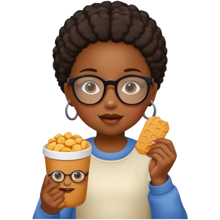 snack holding black girl kid with glasses on eyes emoji