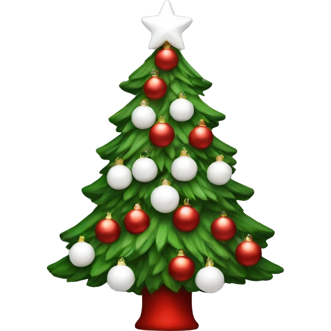 Christmas tree with red and white ornaments emoji