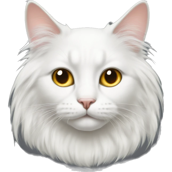 white long-haired cat with different eye colors emoji