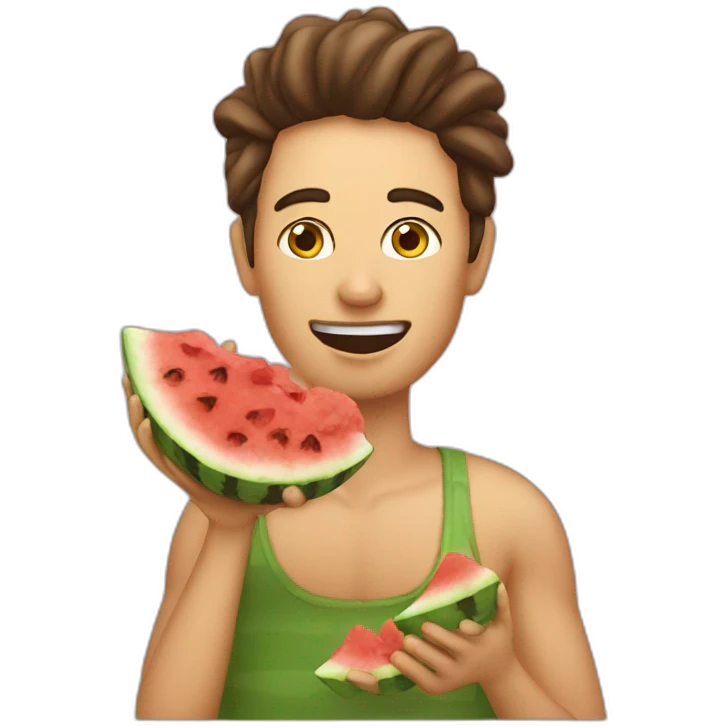 person eating fried chicked and watermelomn emoji