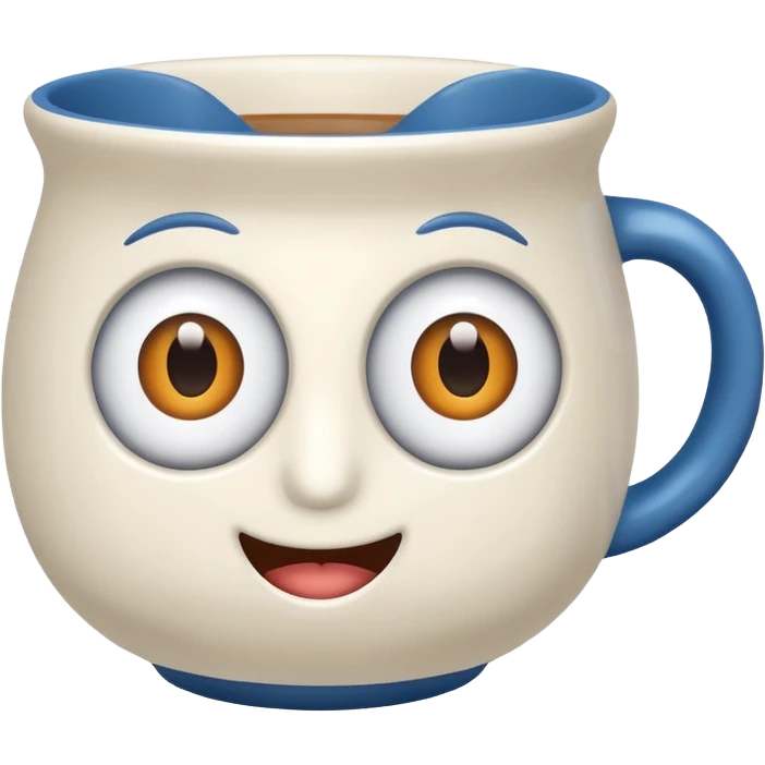 a ceramics cup with eyes and mouth emoji