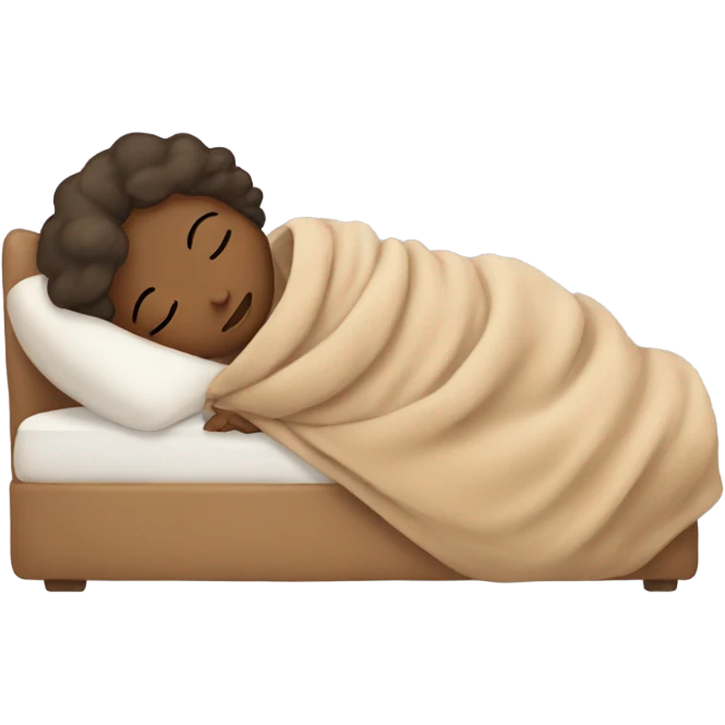 A girl sleeps in a beige blanket emoji