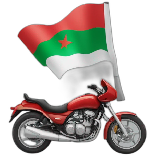 quelqu'un sur une moto avec le drapeau du Maroc derrière emoji