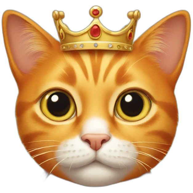 Orange Cat with crown and big eyes  emoji