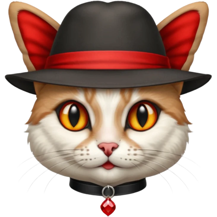 Chat avec un nœud rouge et un chapeau de magicien emoji