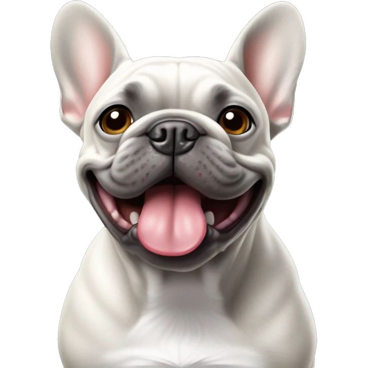 Grey French bulldog with tongue out emoji