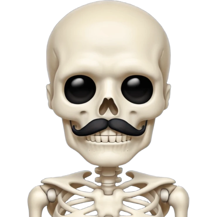  skeleton with mustache big black mustache  emoji