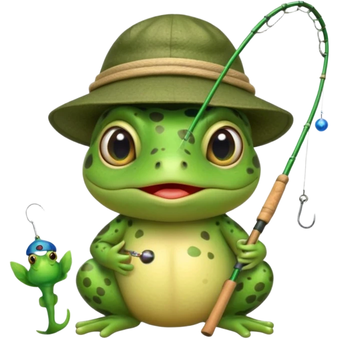 An adorable toad fishing emoji