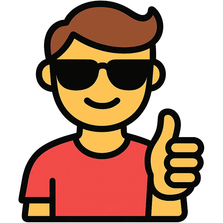 color outline icon of a cool guy giving a thumbs up emoji
