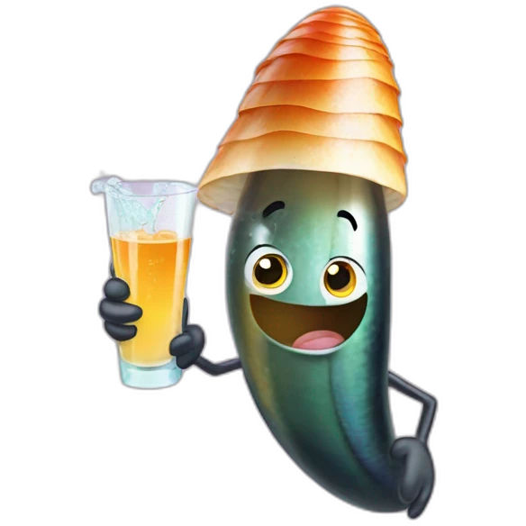 Mussel holding a spritz emoji