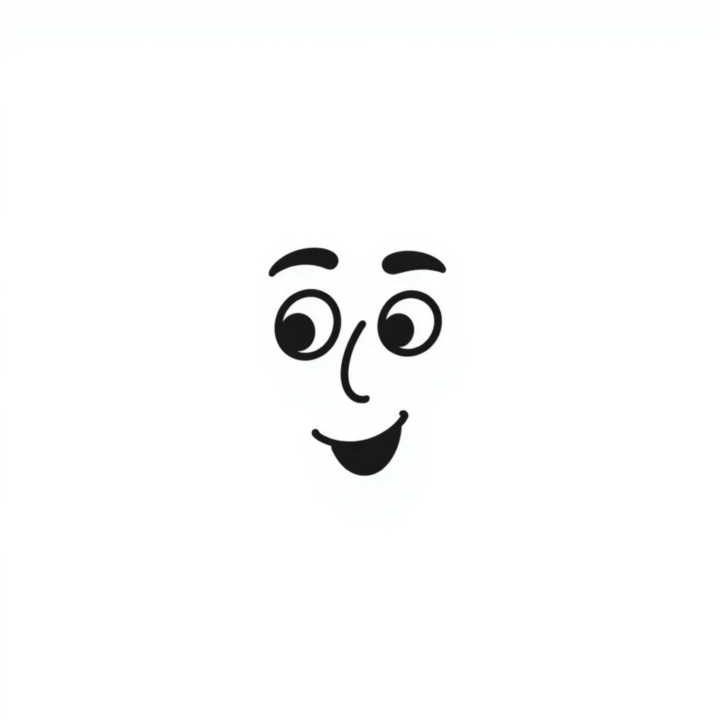 hand-drawn doodle of a squinting face with simple lines emoji