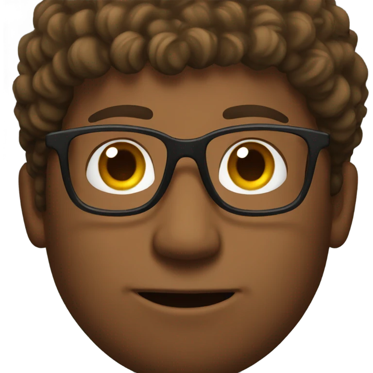 Brown Guy with glasses with curly hair emoji