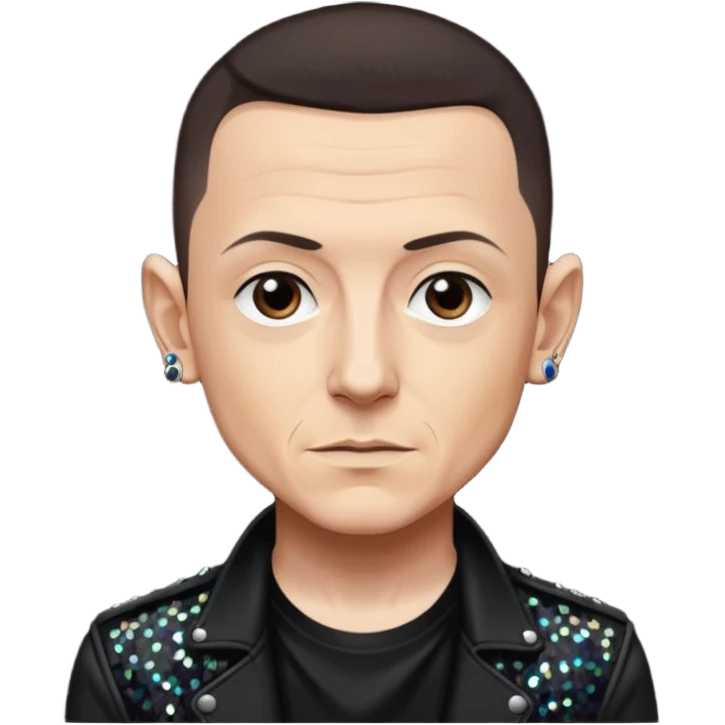 Chester Bennington with dark brown hair, black sequin outfit emoji