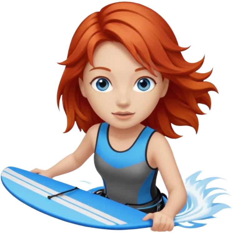 Red haired, girl wakeboarding. Give her blue eyes emoji