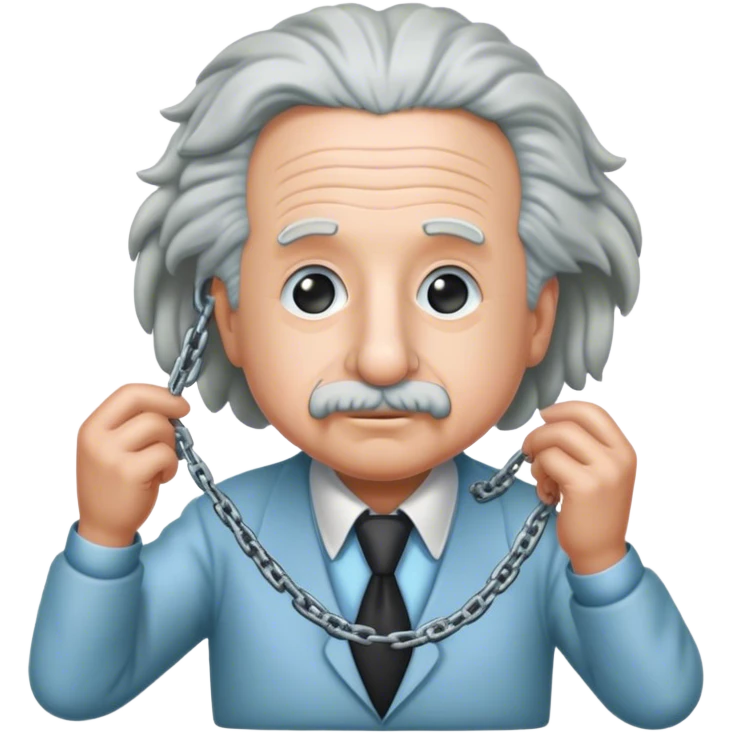 Albert einstein pulling on a chain emoji