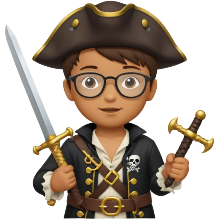 kid boy with pirate costume wearing glasses emoji