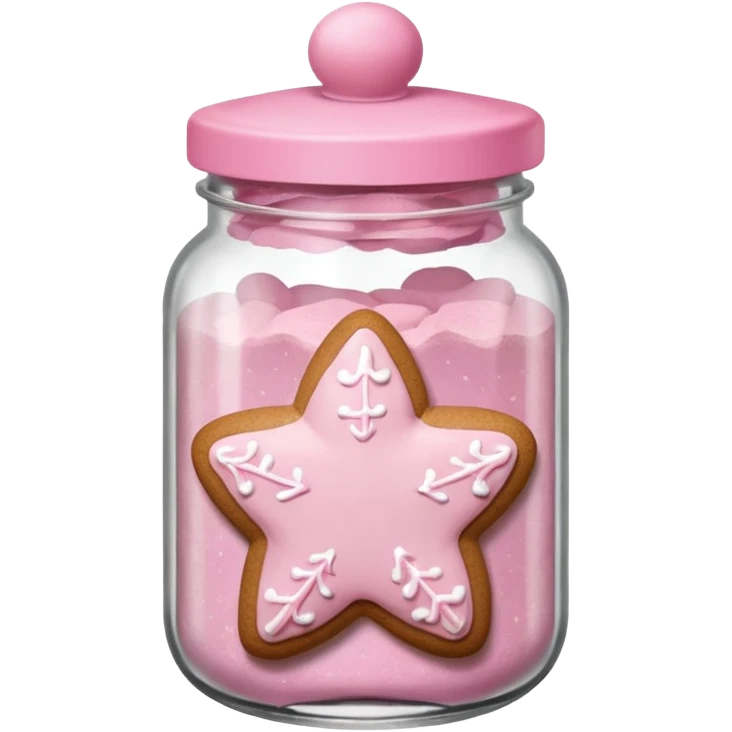 pastel pink christmas gingerbread cookies in jar with pink lid and a star emoji