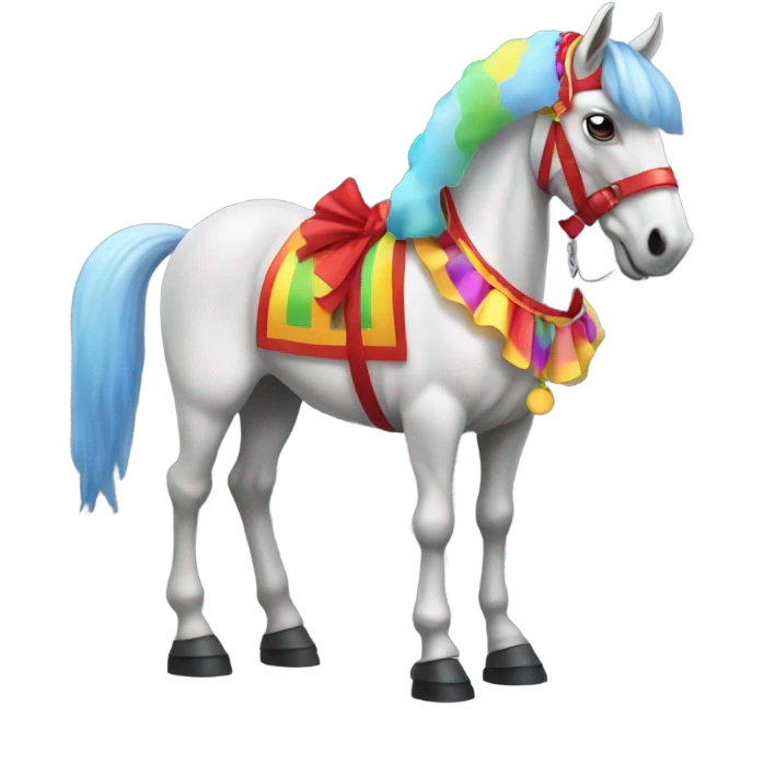Horse dressed as clown emoji