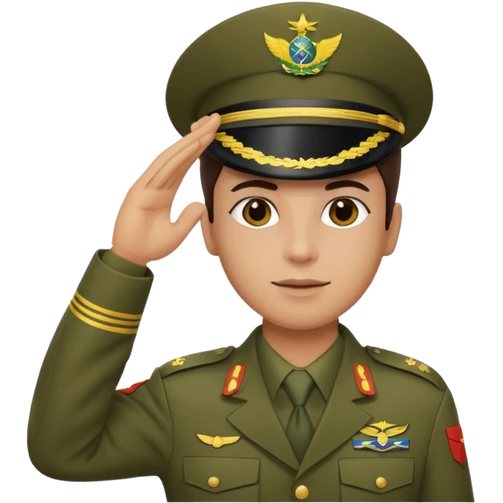 Ele precisa ter o fardamento do exército Brasileiro e fazer continência  emoji