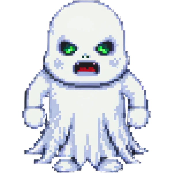angry Casper ghost in pixel art style emoji