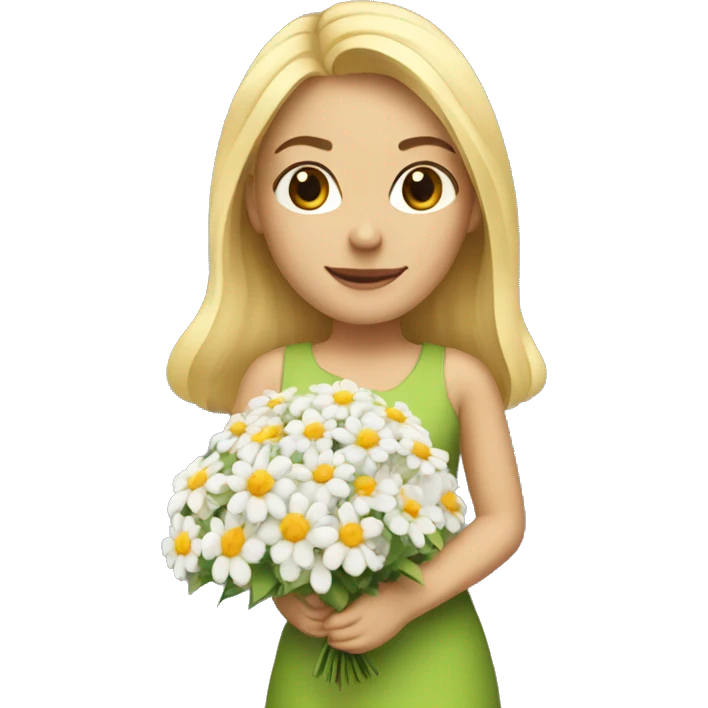 blonde girl with flower bouquet emoji