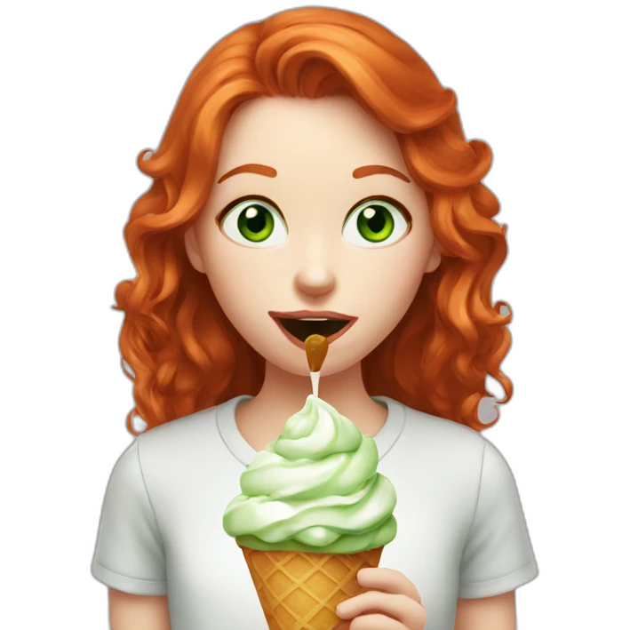 greeneyed redhead licking icecream emoji