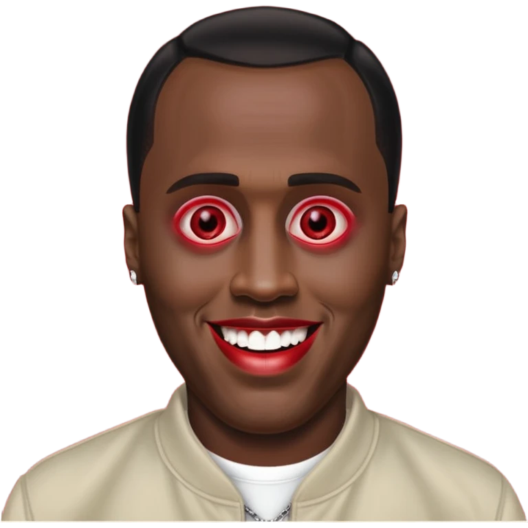 Sean Diddy Combs with red laser eyes and a very creepy, wide smile with the text “GOOD. NIGHT.” emoji