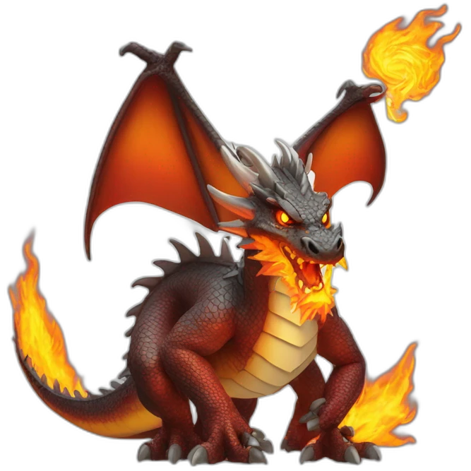 s ailver dragon with fire emoji